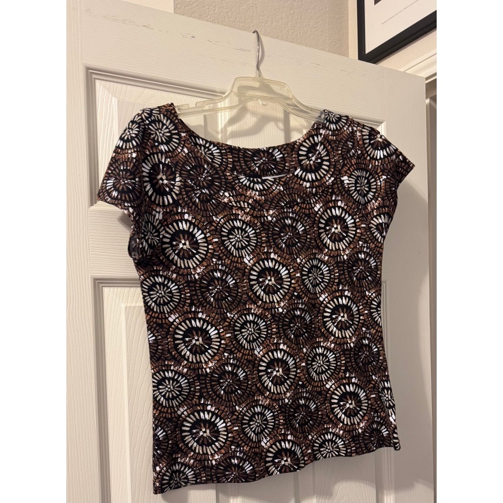 Women's Blouse From‎ Rafaella In Size Petite medium.  Brown Tones